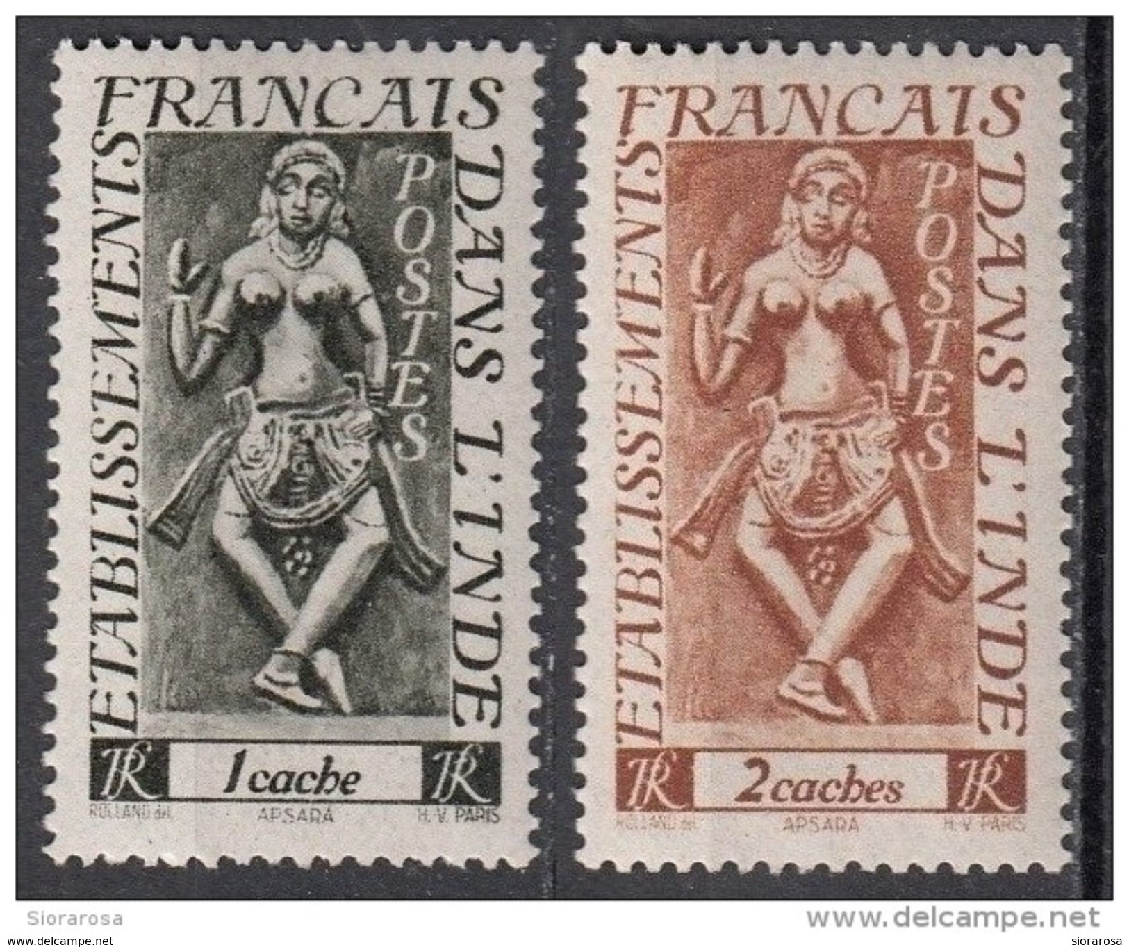 212 India Francese 1948 Apsaras Divinità Femminile Delle Acque Nuovo MNH - Hinduism