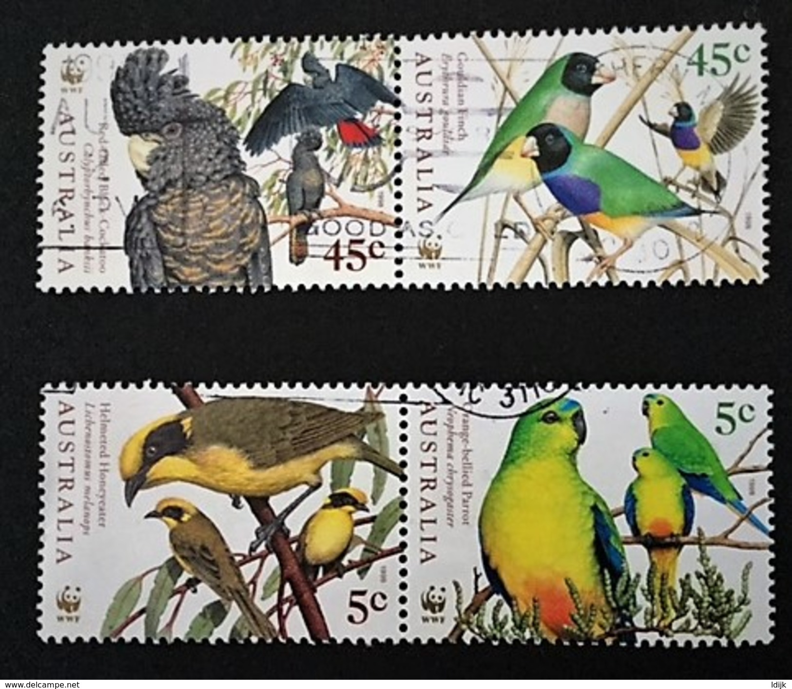 1998 Australia : Endangered Birds  SG 1794-1797 In Two Pairs - Gebruikt