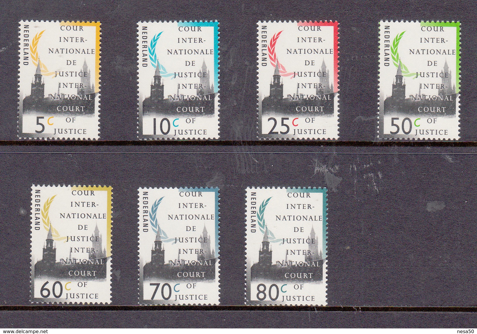 Nederland 1989 Nr D44 +D45+D46+D47+D49+D51+D53 Dienstzegels Cour Intern. De Justitie  Postfris - Service
