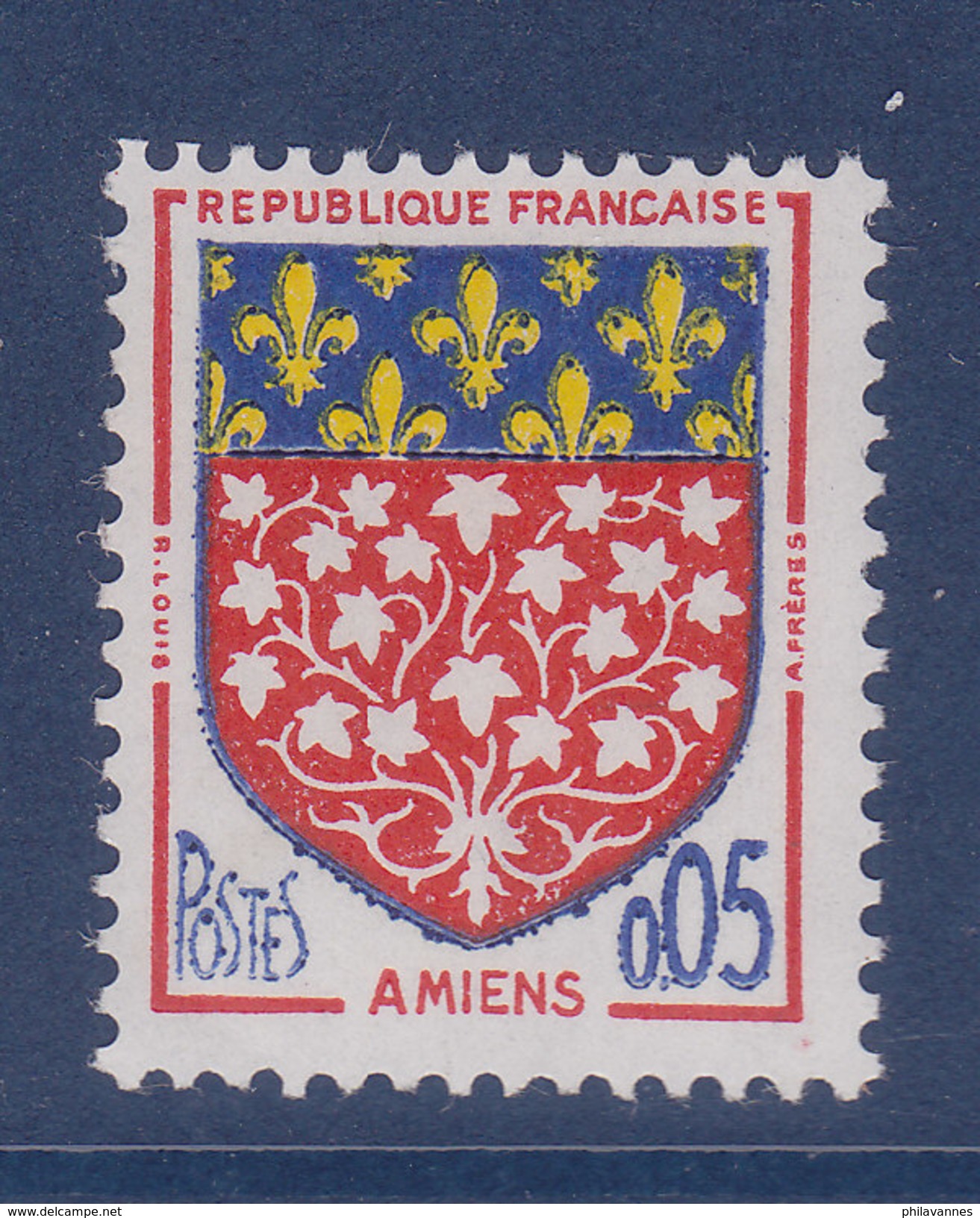 France, Petite Varieté,  Blason D'Amiens, N° 1352 ,bleu Avec Goutelettes  ( 15039/14.3) - Telegraphie Und Telefon