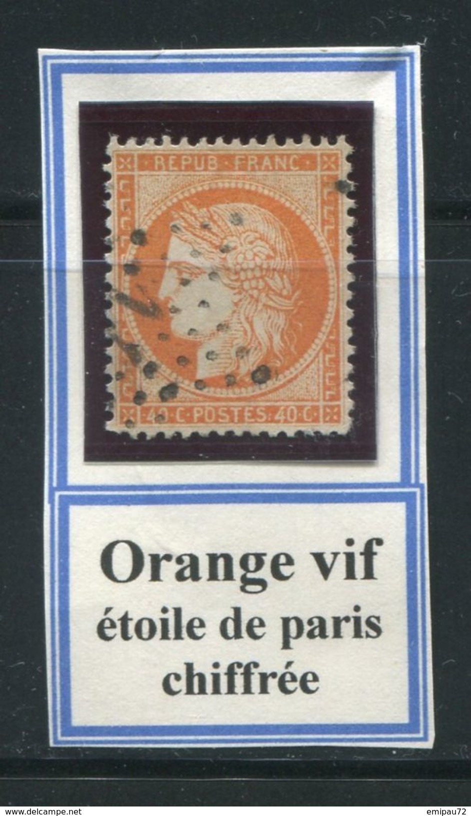 FRANCE- Y&T N°38- Orange Vif, étoile Chiffrée De Paris - 1870 Assedio Di Parigi