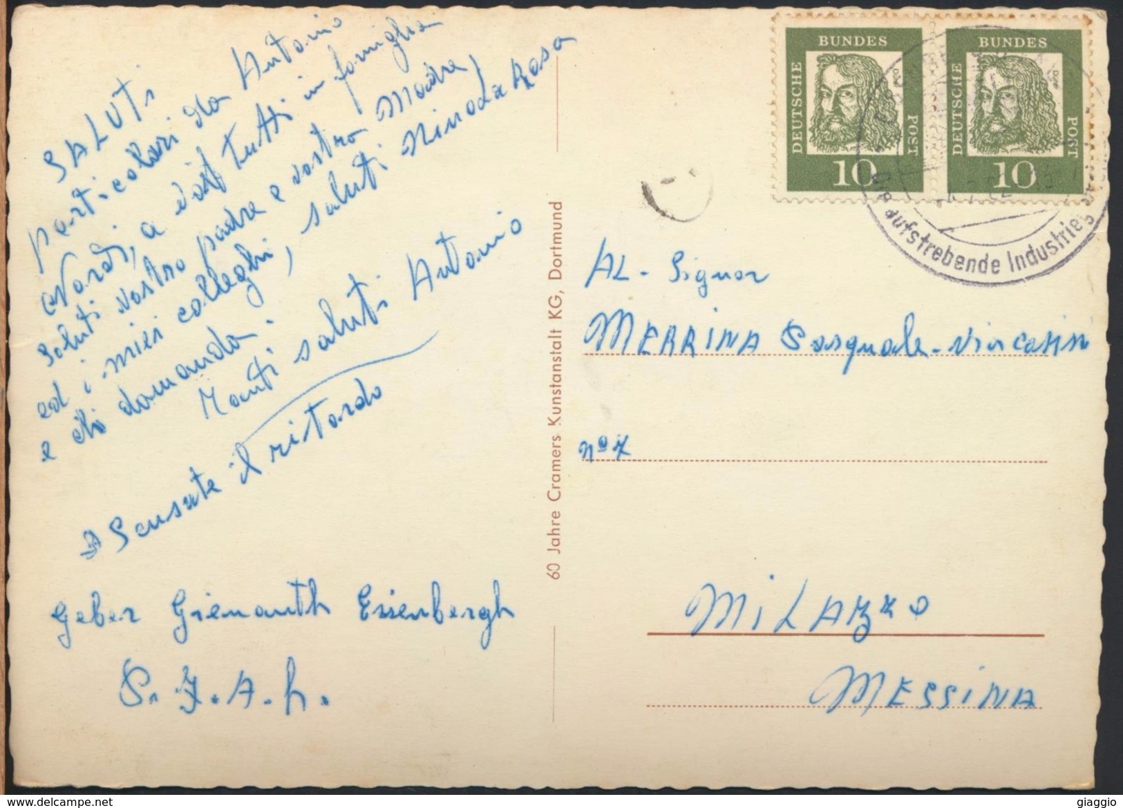 °°° 5135 - GERMANY - GRUSS AUS EISENBERG - 1962 With Stamps °°° - Eisenberg