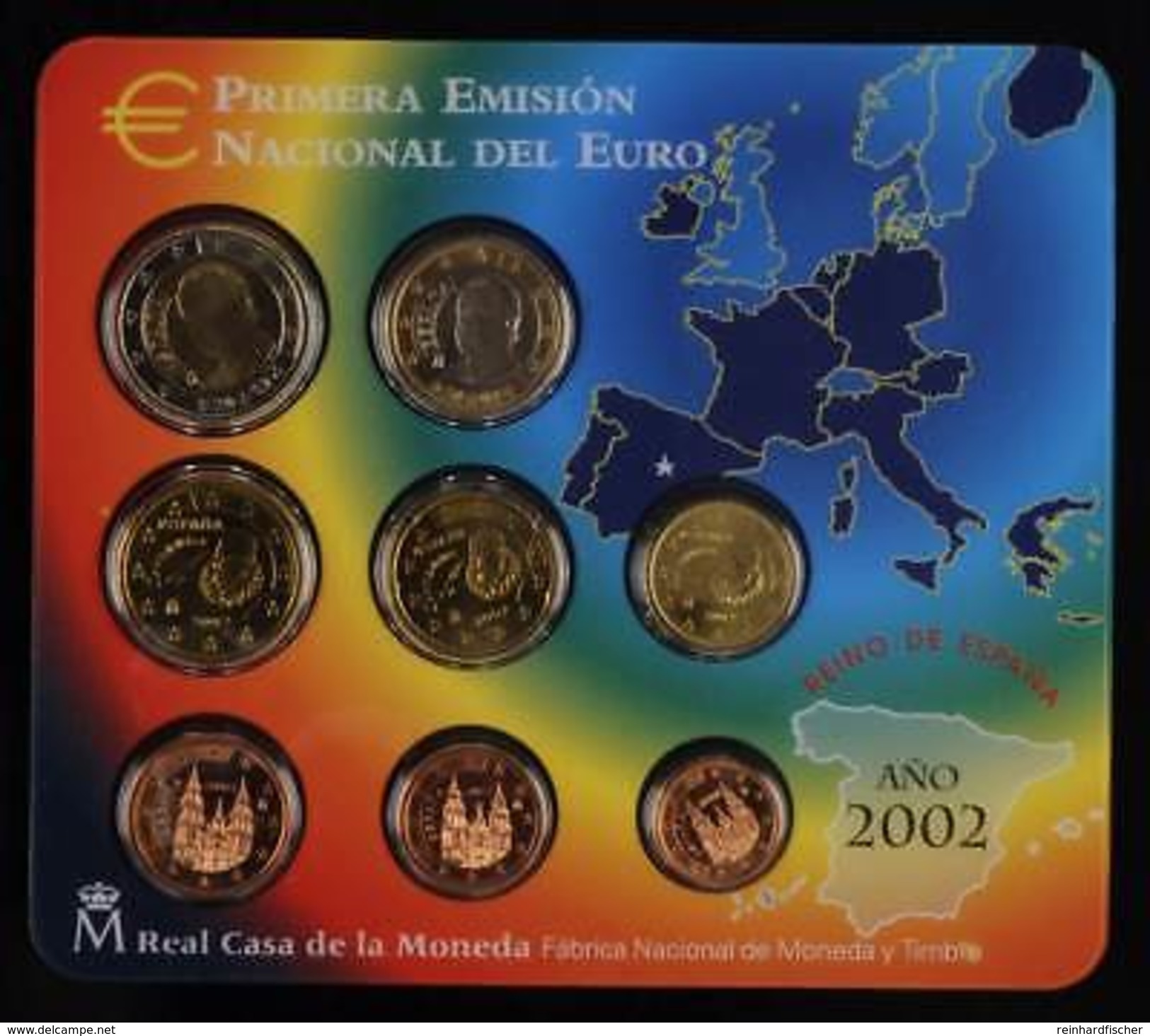 44522) Spanien Euro - KMS 2002, Von 1 Cent Bis 2 Euro, Im Blister, St. - Spanien