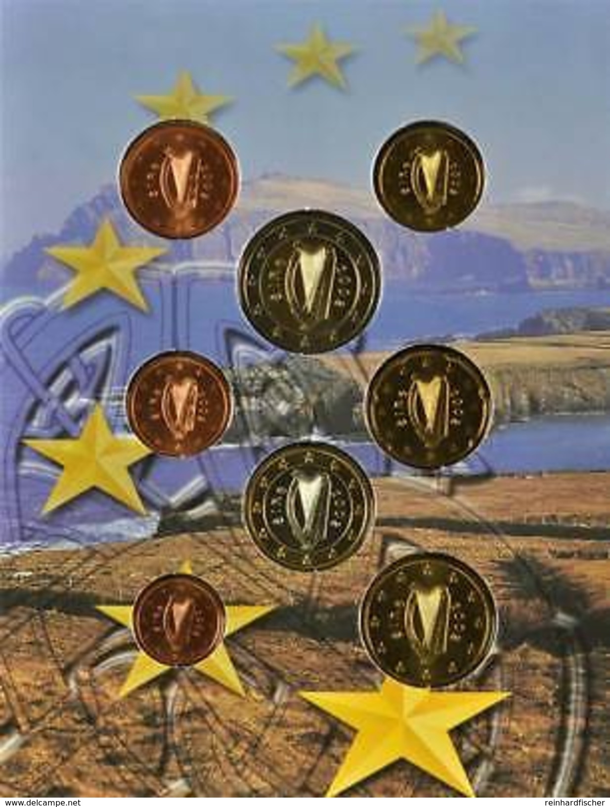 42499) Irland Euro - KMS 2002, Von 1 Cent Bis 2 Euro, Im Folder, St. - Irlanda