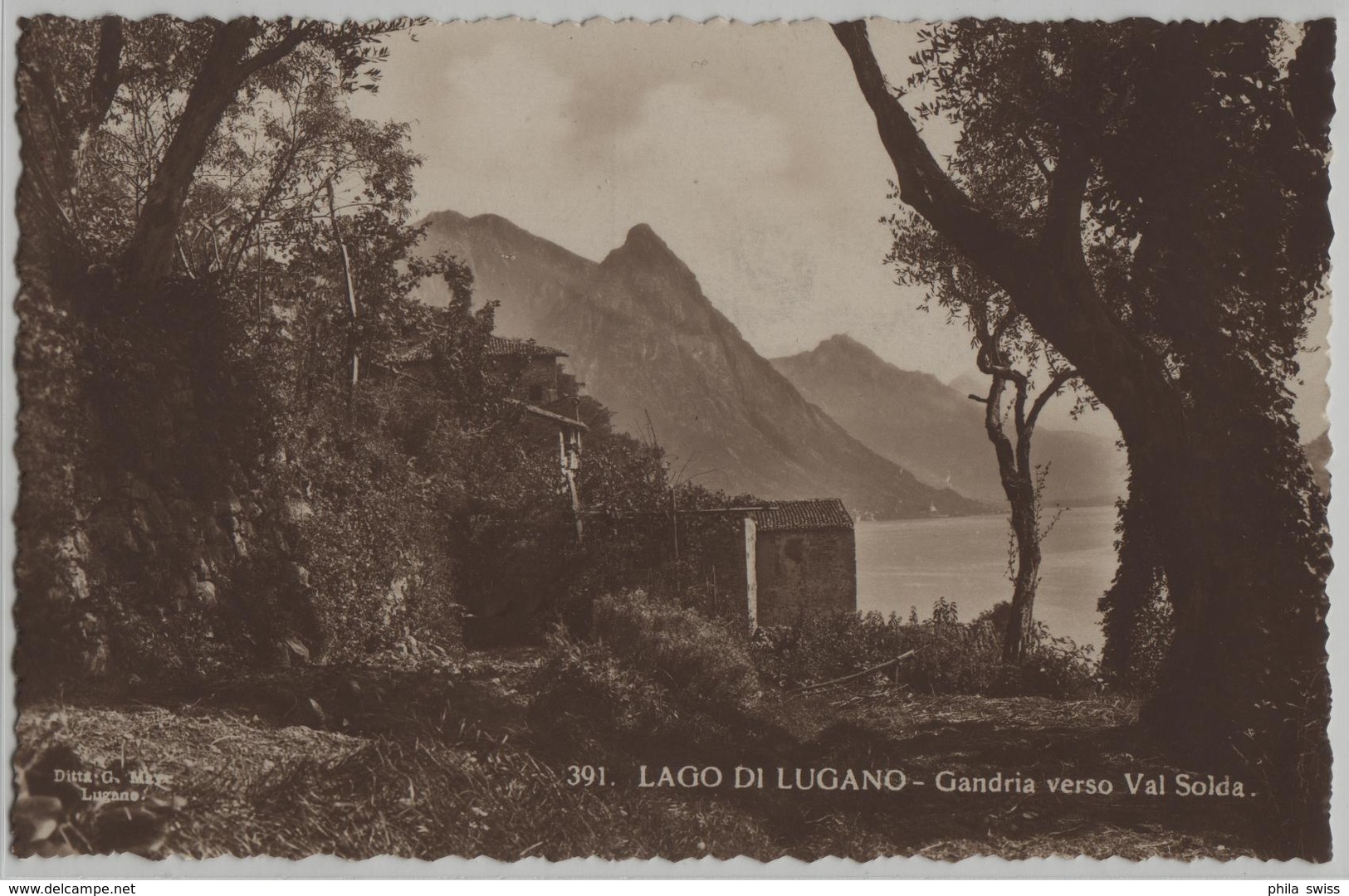 Lago Di Lugano - Gandria Verso La Val Solda - Photo: Ditta G. Mayr No. 391 - Gandria 