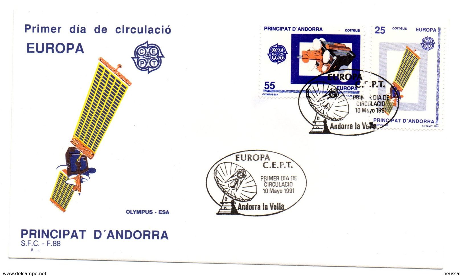 Sobre De Primer Dia De Andorra Española  De 1991 - Astrología