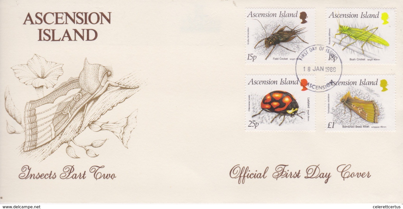 Ascension-1988 Insects First Day Cover - Ascension