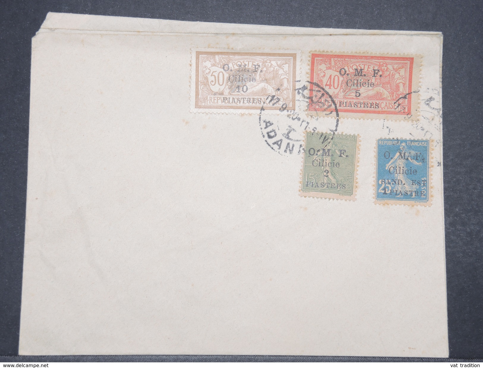 FRANCE / CILICIE - Oblitération De Adana Sur Enveloppe En 1920, Affranchissement Semeuses Et Mersons Surchargés - L 9772 - Lettres & Documents