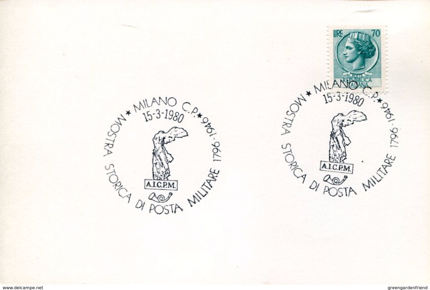 24935 Italia,special Postmark 1980 Milano , Archeology,sculpture  Nike Victory Of Samothrace,greek Sculpture - Archaeology