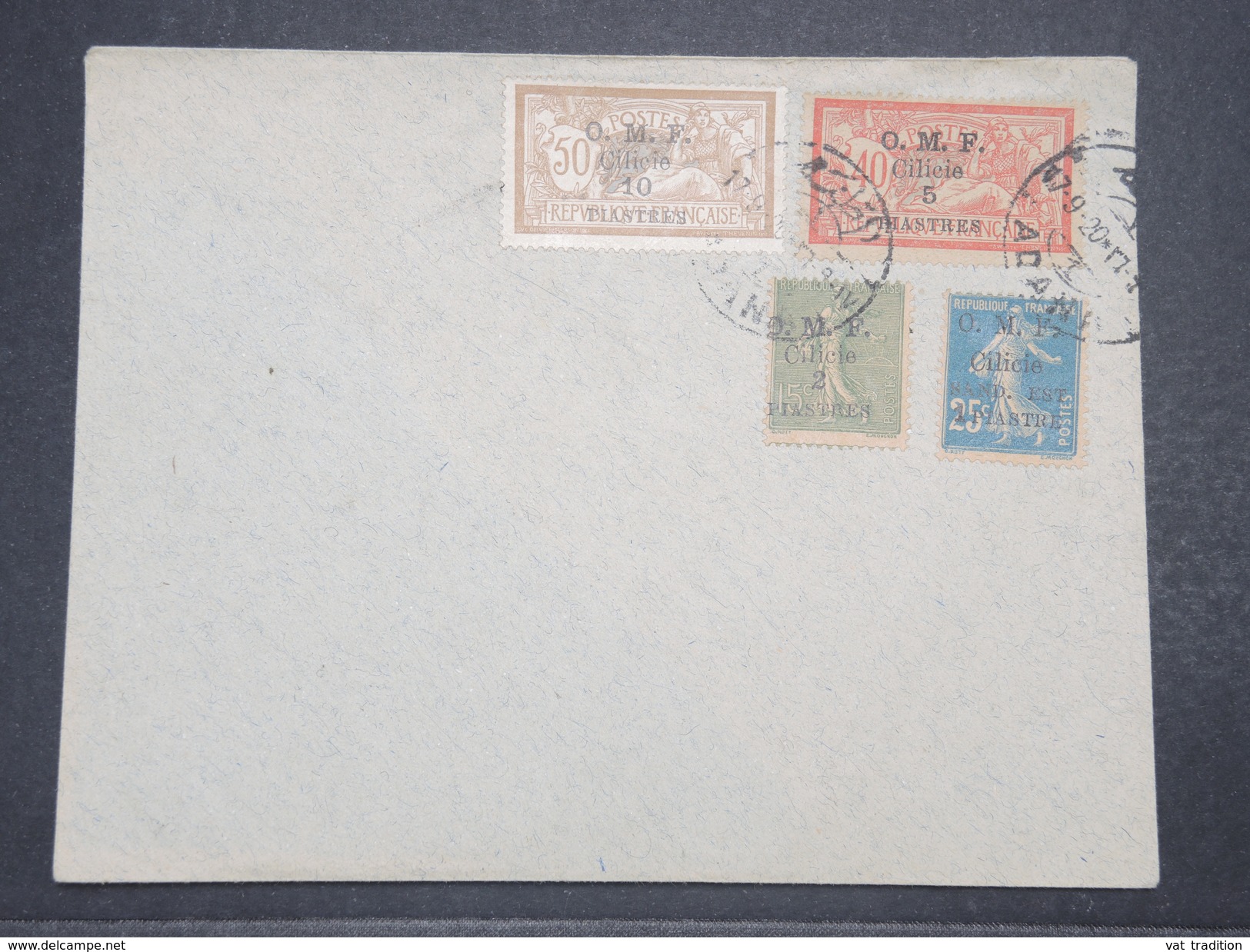FRANCE / CILICIE - Oblitération De Adana Sur Enveloppe En 1920, Affranchissement Semeuses Et Mersons Surchargés - L 9774 - Covers & Documents