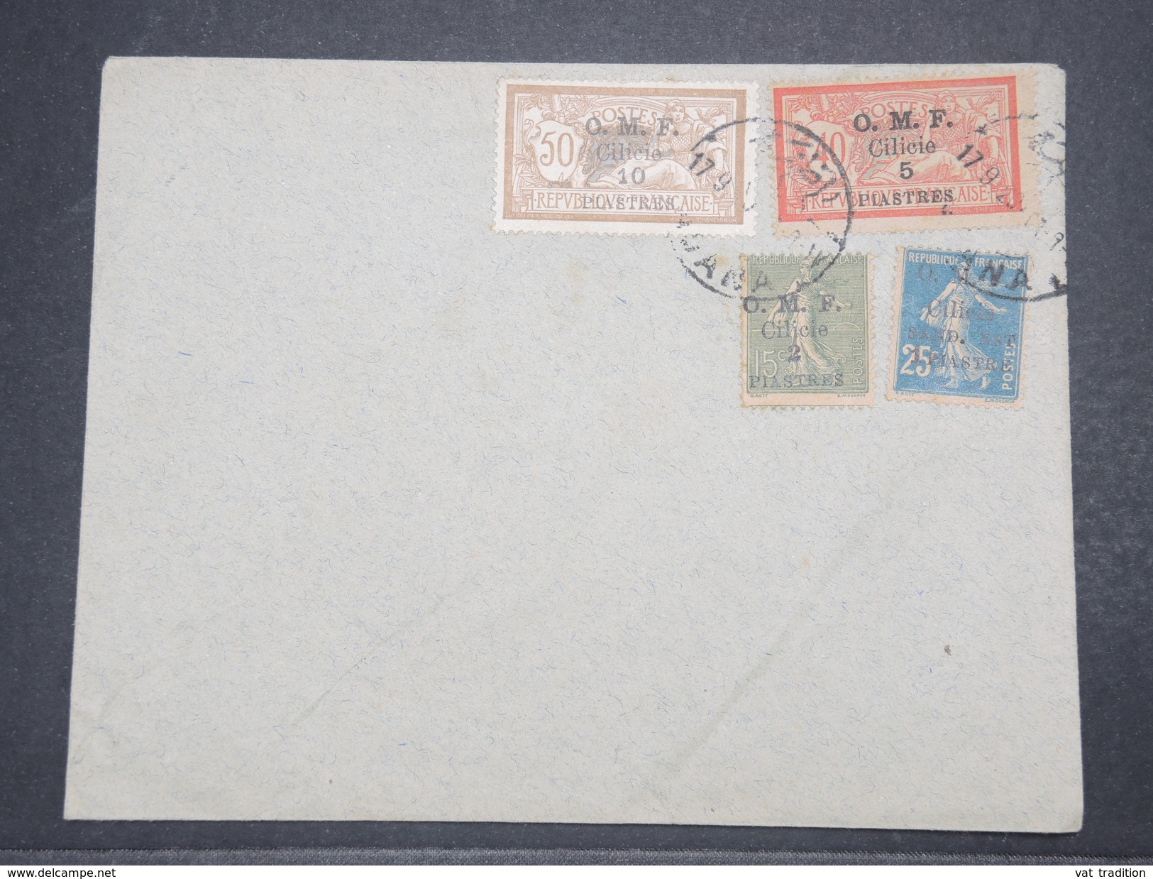 FRANCE / CILICIE - Oblitération De Adana Sur Enveloppe En 1920, Affranchissement Semeuses Et Mersons Surchargés - L 9775 - Covers & Documents