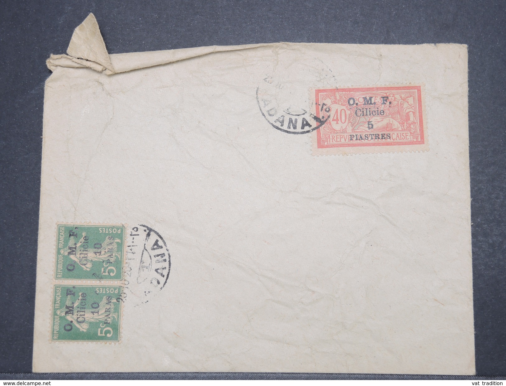 FRANCE / CILICIE - Oblitération De Adana Sur Enveloppe En 1920, Affranchissement Semeuses / Merson Surchargés - L 9778 - Lettres & Documents