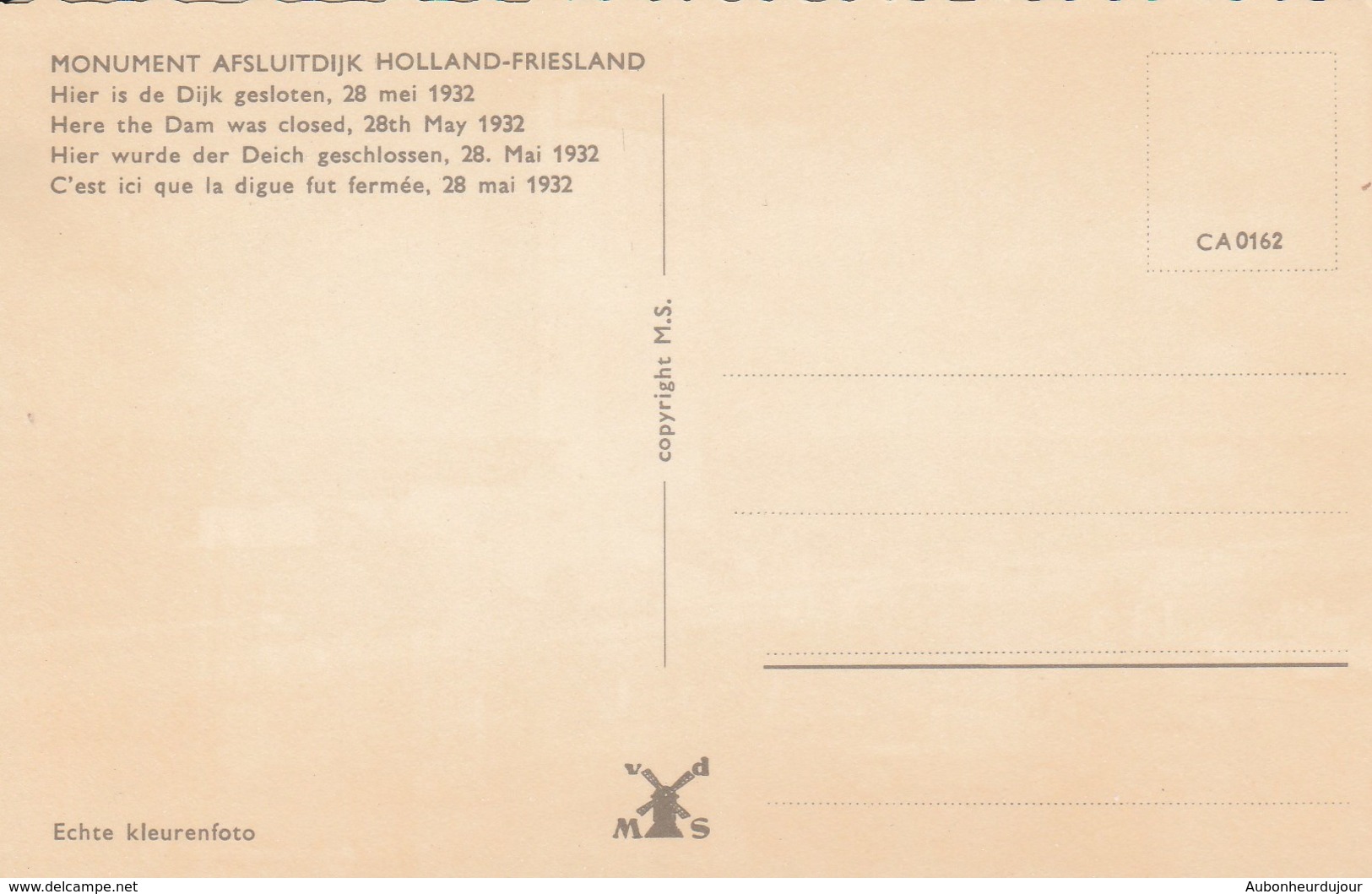 MONUMENT AFSLUITDIJK HOLLAND FRIESLAND 186C - Den Oever (& Afsluitdijk)