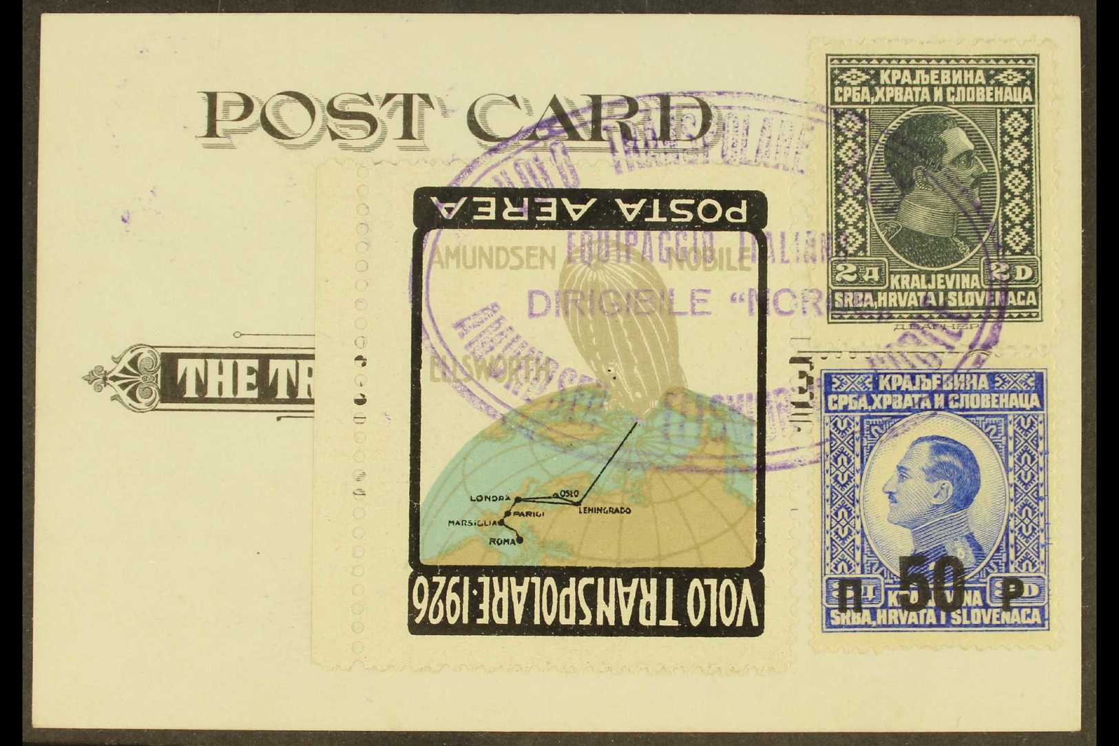 5011 1926 TRANS-POLAR AMUNDSEN-ELLSWORTH-NOBILE AIRSHIP 'NORGE' EXPEDITION. Special 'North Pole Mail' Printed Postcard A - Other & Unclassified