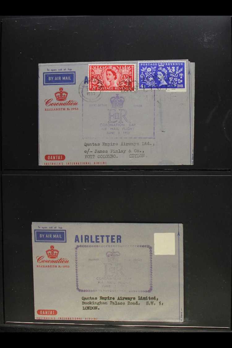 5098 1953 CORONATION Ceylon Special QANTAS Coronation Air Letters With June 2nd Colombo To London Bearing (on The Back) - Unclassified