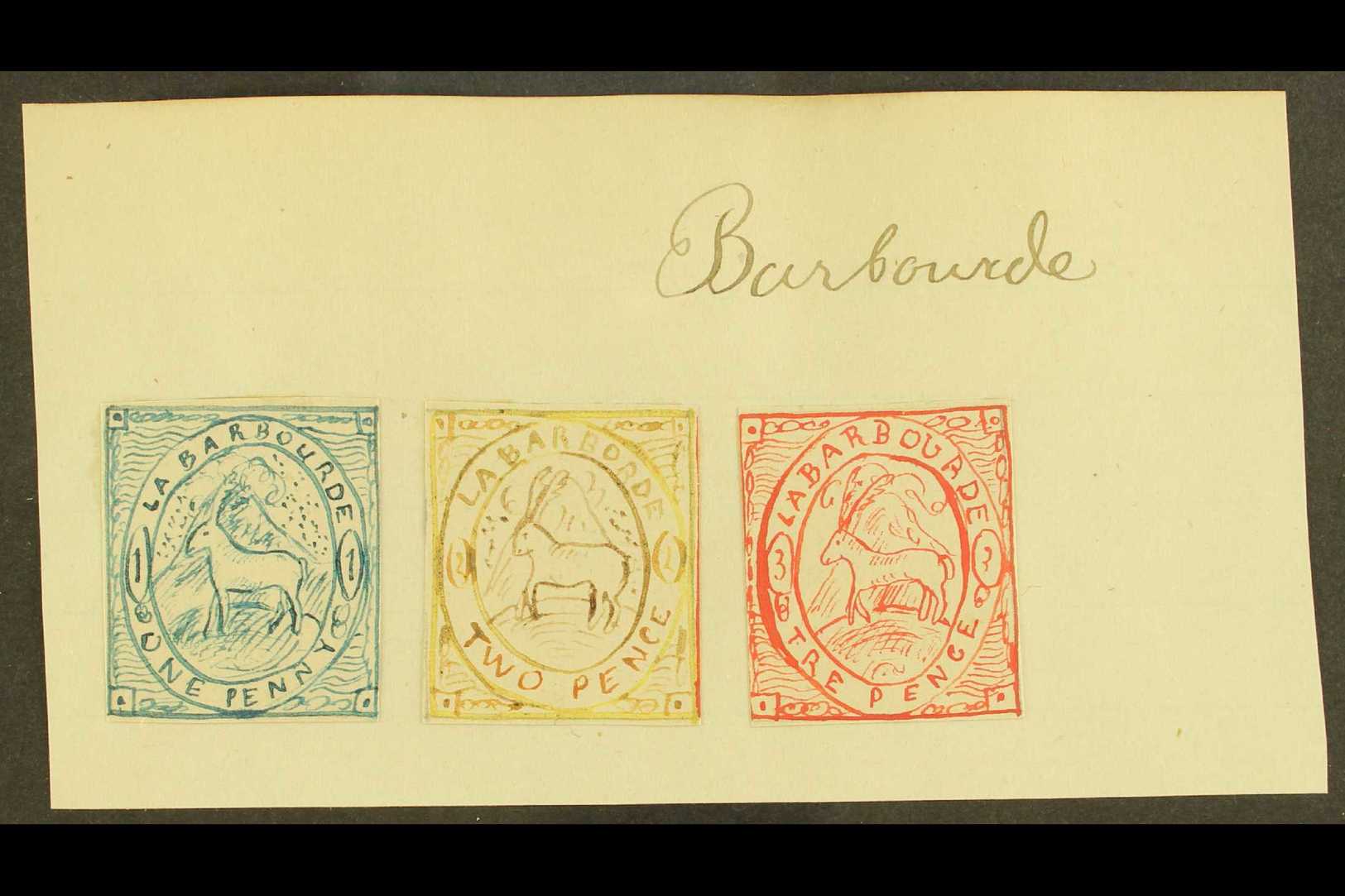 5099 ANIMALS 1861 Hand Painted Stamp Sized Essays Created In France, Inscribed "La Barbourde" And Featuring An Antelope - Unclassified