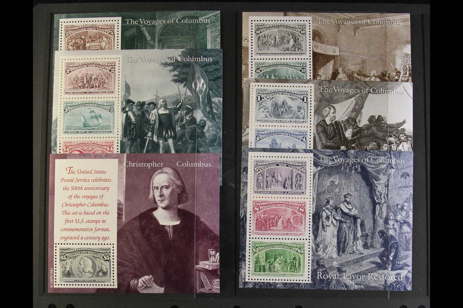 5107 CHRISTOPHER COLUMBUS 1893-1991 Small Mint & Used Topical Collection On Pages, Inc USA 1893 To 15c Used, 1991 M/s's - Unclassified