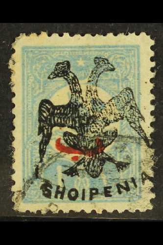 5158 1913 1pia Ultramarine Ovptd With "Behie" In Red, Handstamped With "Eagle", Yv 8, Good Used, Cople Toned Perfs. Scar - Albania