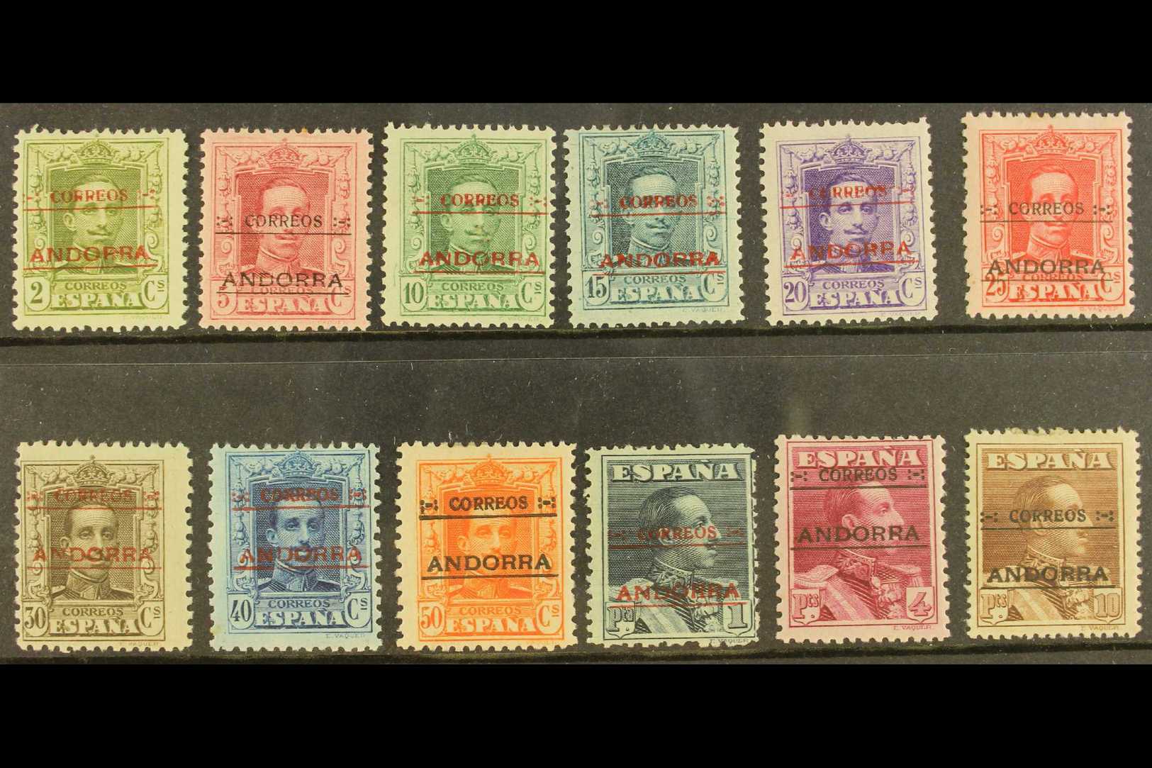 5175 SPANISH 1928 Ovptd Defins Set, Mixed Perfs, Note 10p With Crease, But Better Line Perf.14, SG 1/13C, Very Fine Mint - Other & Unclassified