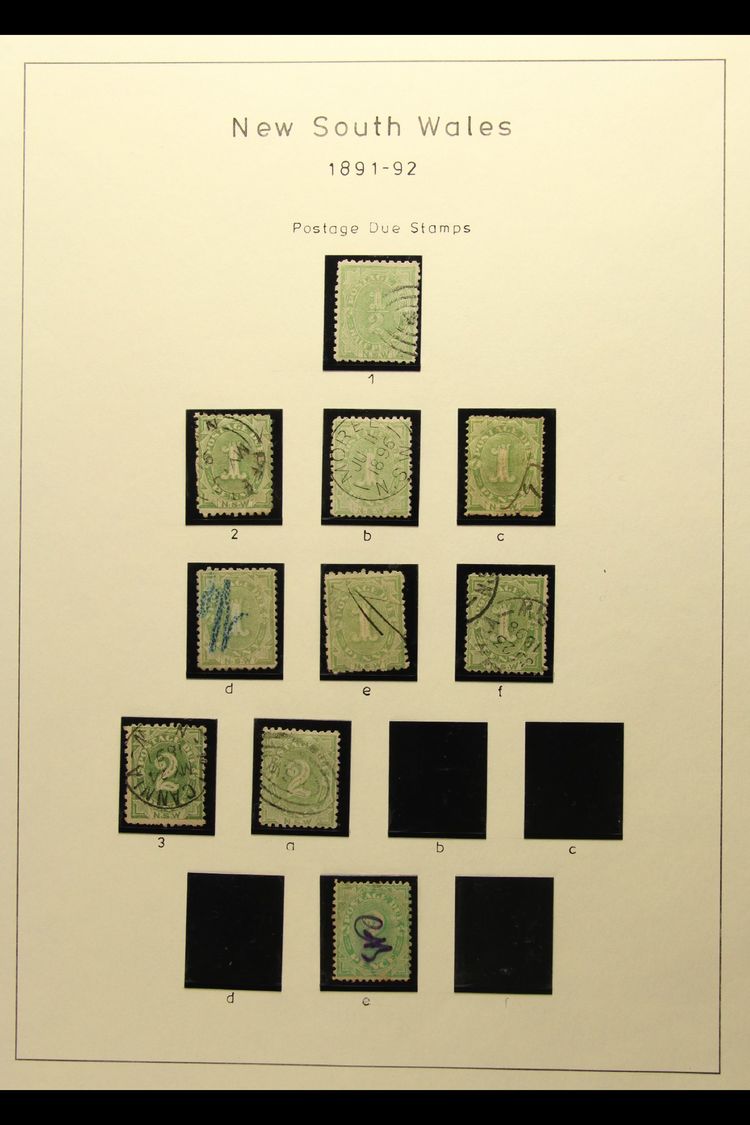 5231 NEW SOUTH WALES POSTAGE DUES. 1891-1900 USED COLLECTION In Mounts On Album Pages. Includes 1891-97 Set To 20s With - Other & Unclassified