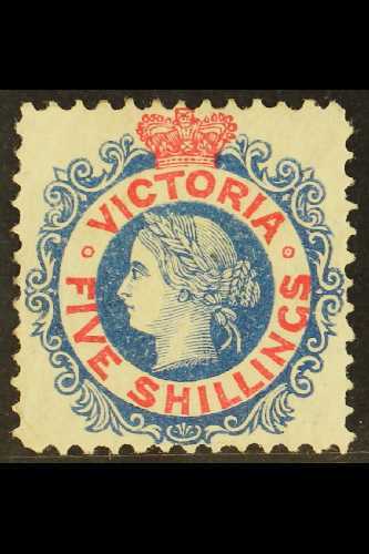 5252 VICTORIA 1867-81 5s Bright Blue & Red Type II Perf 12, SG 148, Fine Mint, Light Corner Wrinkles Not Detracting, Ver - Other & Unclassified