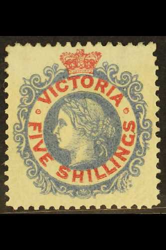 5253 VICTORIA 1867-81 5s Grey-blue & Carmine Type I Perf 13, SG 140c, Fine Mint, Slightly Yellowish Gum As Usual, Nice C - Other & Unclassified