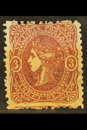 5255 VICTORIA 1860-66 3d Maroon Perf 12, SG 91, Mint Partially Toned Original Gum, Cat £350 For More Images, Please Visi - Other & Unclassified