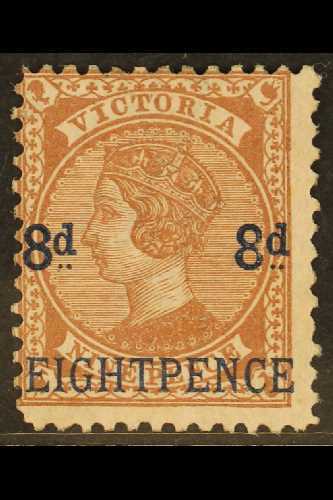 5262 VICTORIA 1876 8d On 9d Lilac-brown On Pink Surcharge, SG 191, Mint With Small Traces Of Gum, Fresh, Scarce. For Mor - Other & Unclassified