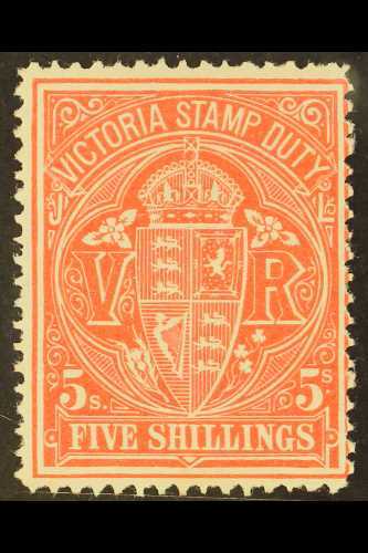 5272 VICTORIA 1884-96 5s Rosine Stamp Duty Series Perf 12½, SG 270, Fine Mint, Lovely Fresh Colour. For More Images, Ple - Other & Unclassified