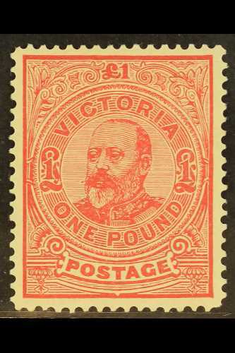 5293 VICTORIA 1901-10 £1 Carmine-rose Perf 12½, SG 399, Fine Mint, Nice Centering, Very Fresh & Attractive. For More Ima - Other & Unclassified