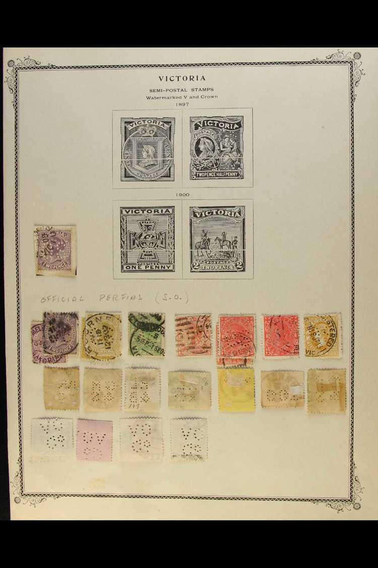 5296 VICTORIA PERFINS Range On An Album Page Of "O.S." And Private Company Perfins (22 Stamps) For More Images, Please V - Other & Unclassified