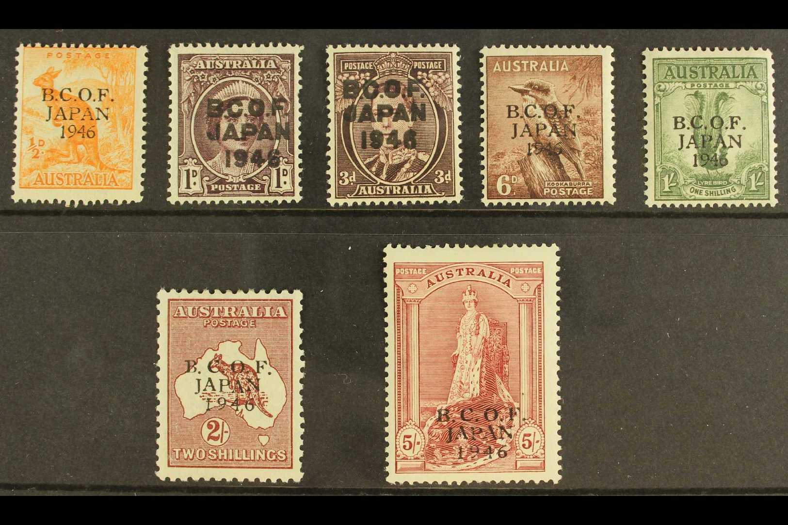 5367 BCOF (JAPAN) 1946-48 Complete Overprinted Set, The 5s On The Original Thick Paper, SG J1/J7, Fine Mint. (7 Stamps) - Other & Unclassified