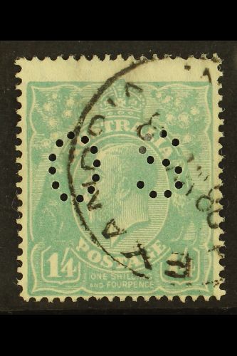 5378 OFFICIALS 1926 1s 4d Pale Greenish Blue, Punctured "OS", SG O96, Fine Used Centered To Base. For More Images, Pleas - Other & Unclassified