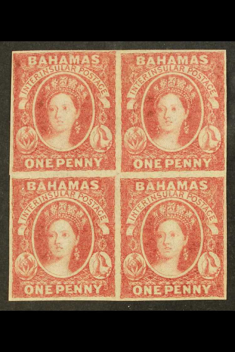 5425 1859-60 1d Lake On Medium To Thick Paper Slightly Translucent Paper (as Mentioned After SG 2), SUPERB MINT BLOCK OF - Other & Unclassified