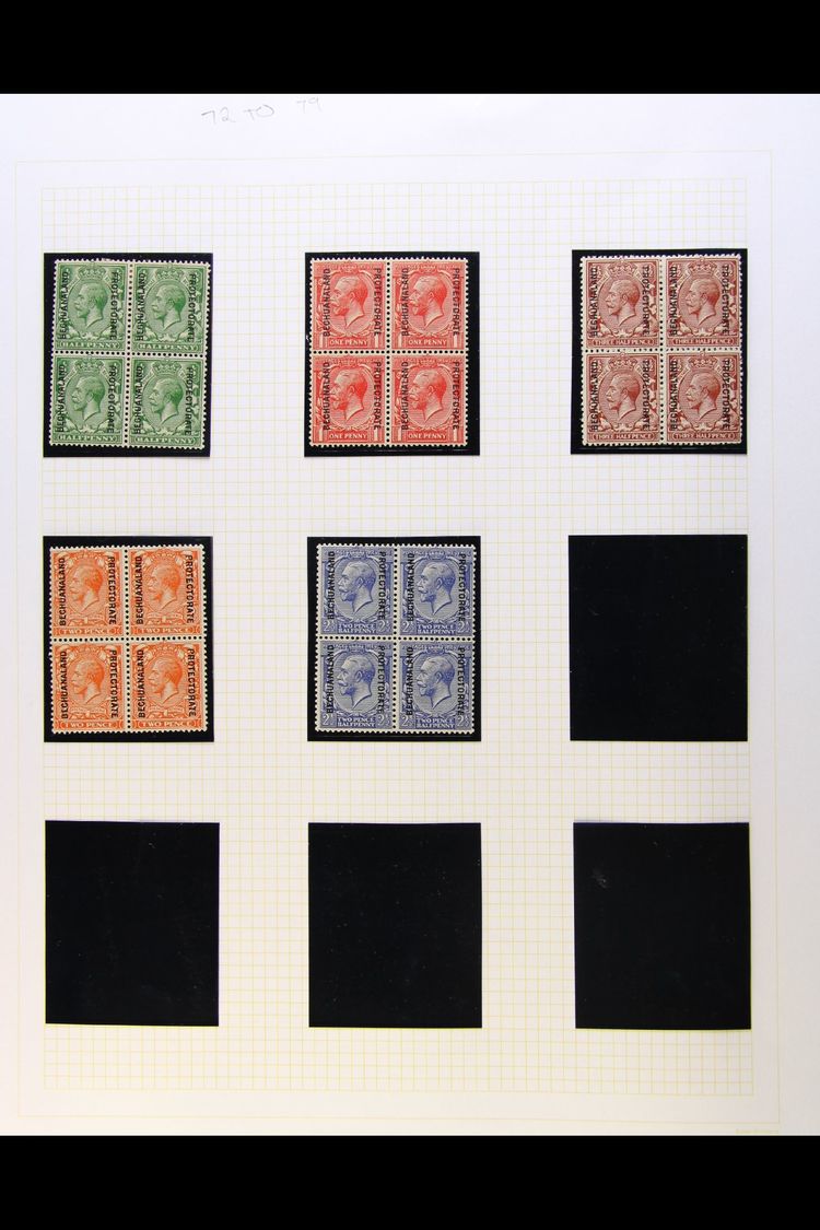 5499 1904-1924 BLOCKS OF FOUR With KEVII ½d To 2½d (SG 67/69); 1912 1d (SG 72); 1913-24 Set To 2½d (SG 73/78) - The 2d O - Other & Unclassified