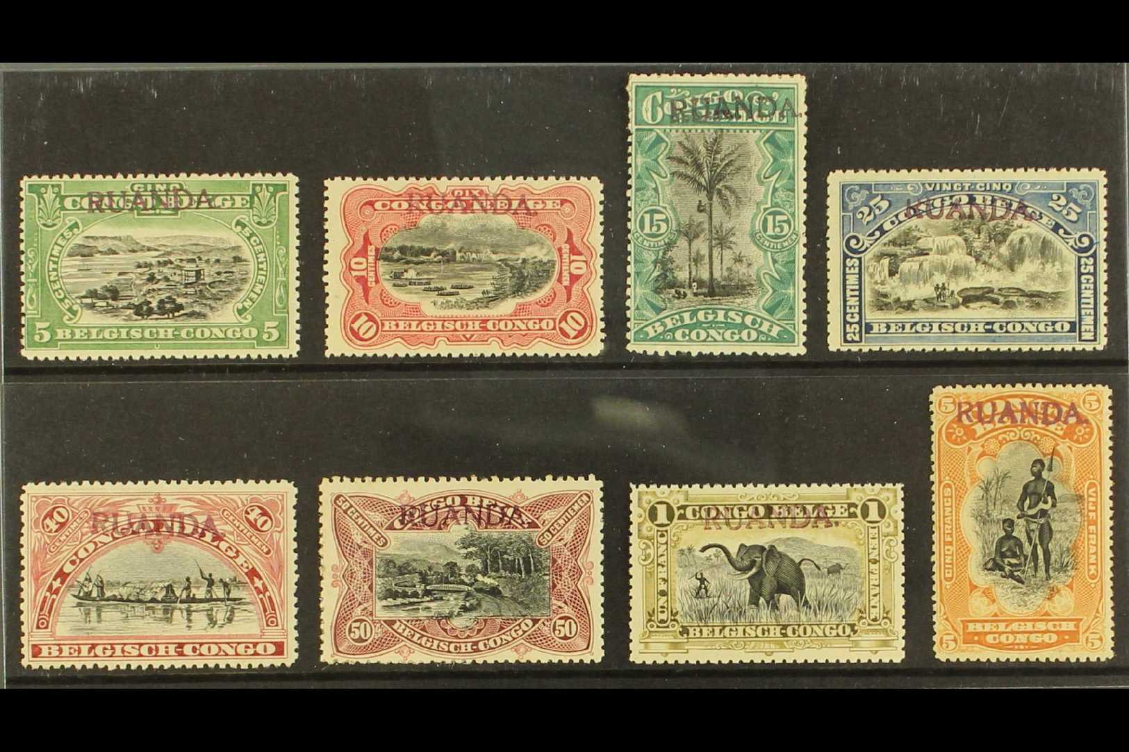 5521 RUANDA URUNDI 1915 "RUANDA" 1st Type Local Overprints In Purple Ink, Set Complete, SG 1/7a (Cob 9/15a), Lightly Hin - Other & Unclassified