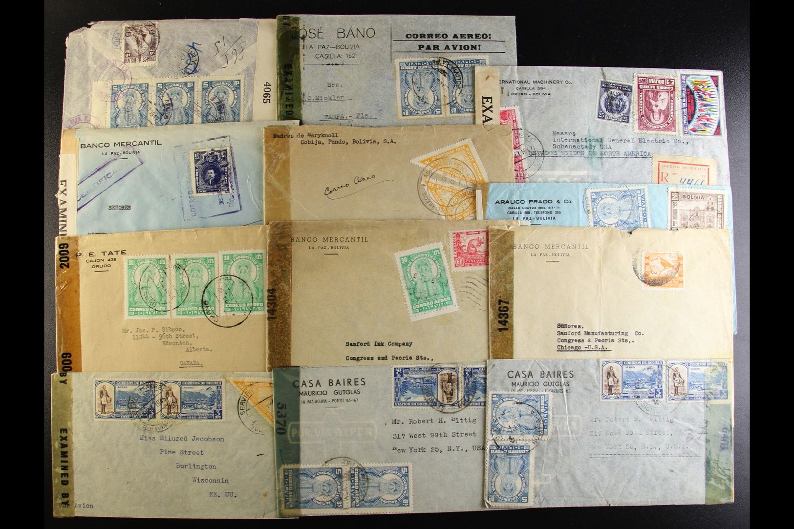 5552 1942-1945 CENSORED COVERS. An Interesting Collection Of Commercial Censor Covers Mostly Addressed To USA, Inc Many - Bolivia