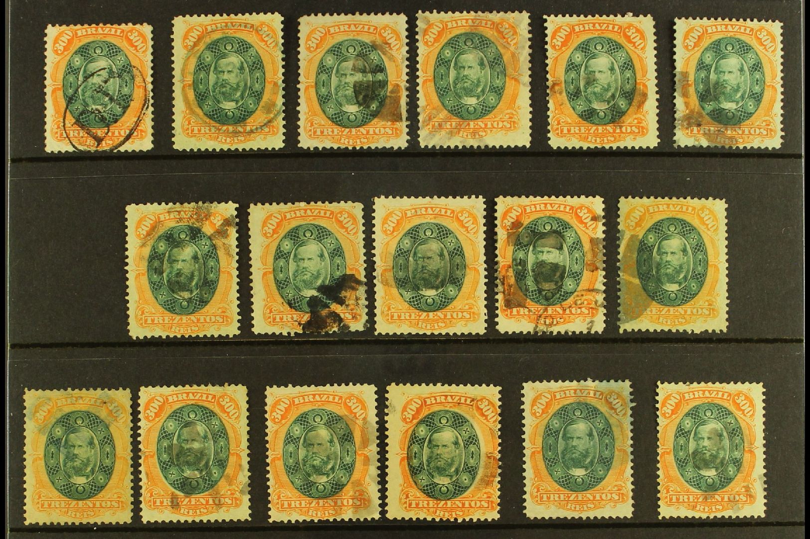 5563 1878 300r Orange & Green, Scott 78, Used Group With A Range Of Different Cancellations, Mostly Fancy, Cork Types, A - Other & Unclassified