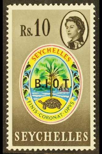 5592 1968 10r Multicolored, "No Stop After I" Variety, SG 15b, Never Hinged Mint With Tiny Corner Gum Bend. The Difficul - British Indian Ocean Territory (BIOT)