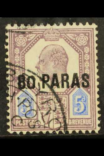 5598 1902-05 80pa On 5d Dull Purple & Ultramarine SMALL "0" IN "80" Variety, SG 9a, Very Fine Cds Used, Fresh & Attracti - British Levant