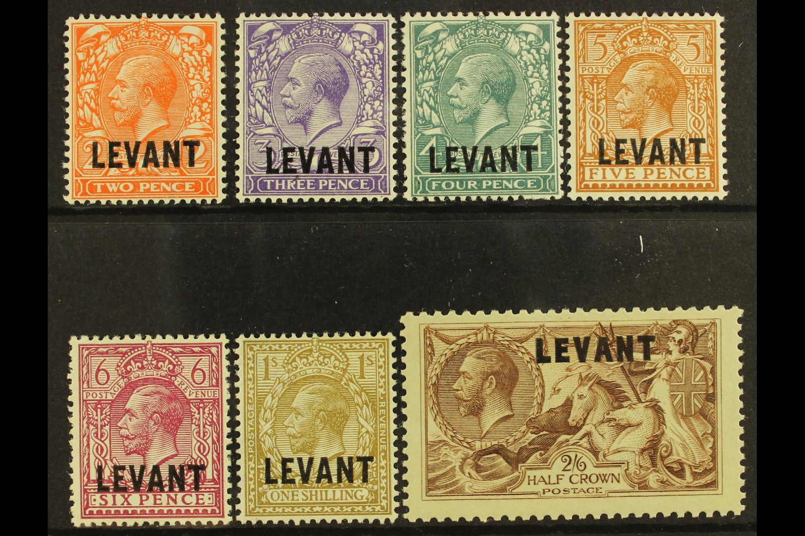 5601 1921 British Currency "Levant" Opt'd Set, SG L18/24, Fine Mint (7 Stamps) For More Images, Please Visit Http://www. - British Levant