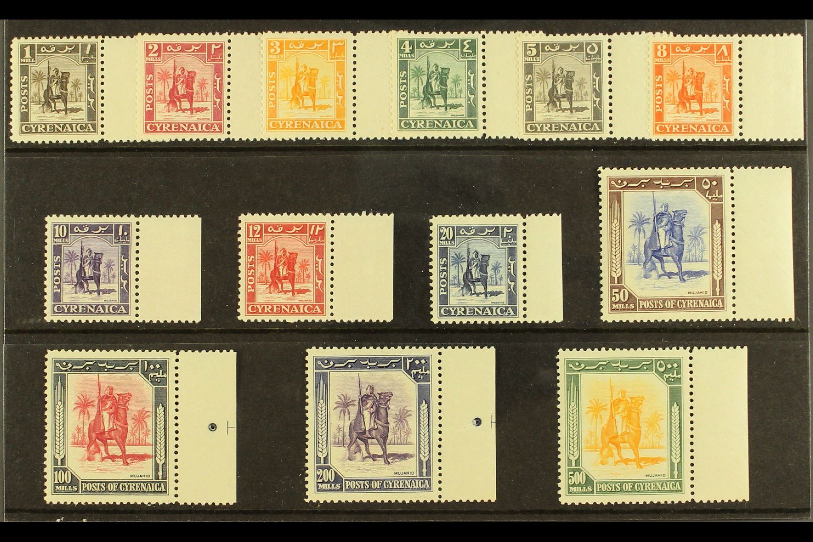 5605 CYRENAICA 1950 "Mounted Warrior" Definitives Complete Set, SG 136/48, Very Fine Never Hinged Mint Matching Marginal - Italian Eastern Africa