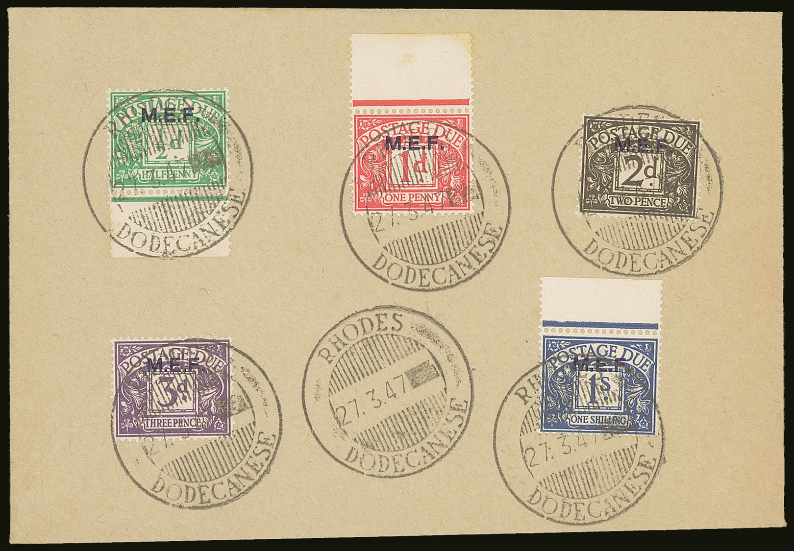 5612 MEF (AEGEAN ISLANDS COVER) 1942 Postage Dues Complete Set Of Five, Sass S. 5, Very Fine Used On Philatelic Cover, E - Italian Eastern Africa