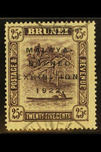 5626 1922 25c Deep Dull Purple Malaya-Borneo Exhibition With Broken "N" Variety, SG 57c, Fine Used. For More Images, Ple - Brunei (...-1984)
