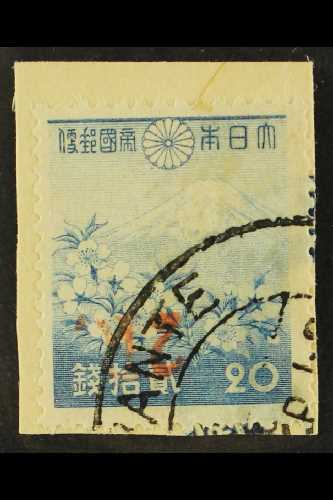 5656 JAPANESE OCCUPATION 1942 2R On 20s Ultra, Mt Fuji, Variety "Red Surcharge Inverted", SG J55e, Superb Used On Piece. - Burma (...-1947)