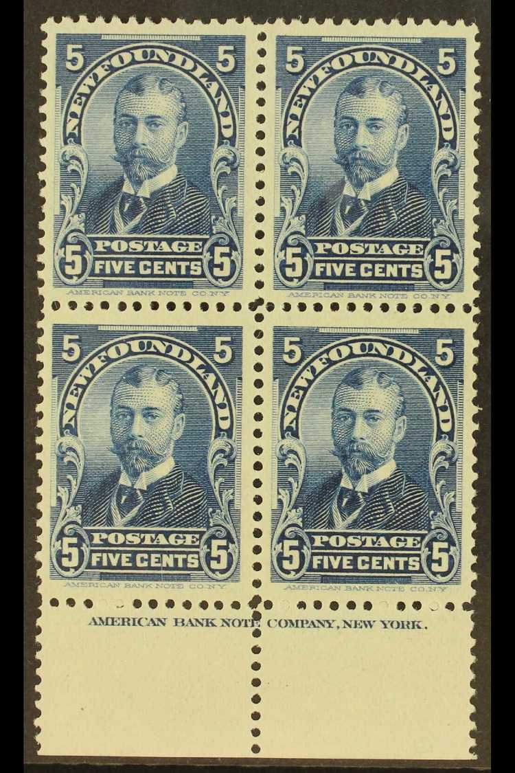 5698 1899 5c Blue King George V, SG 90, Superb Mint Lower Marginal ABNC Imprint Block Of Four, Two Are Nhm. Ex. Walsh Co - Other & Unclassified