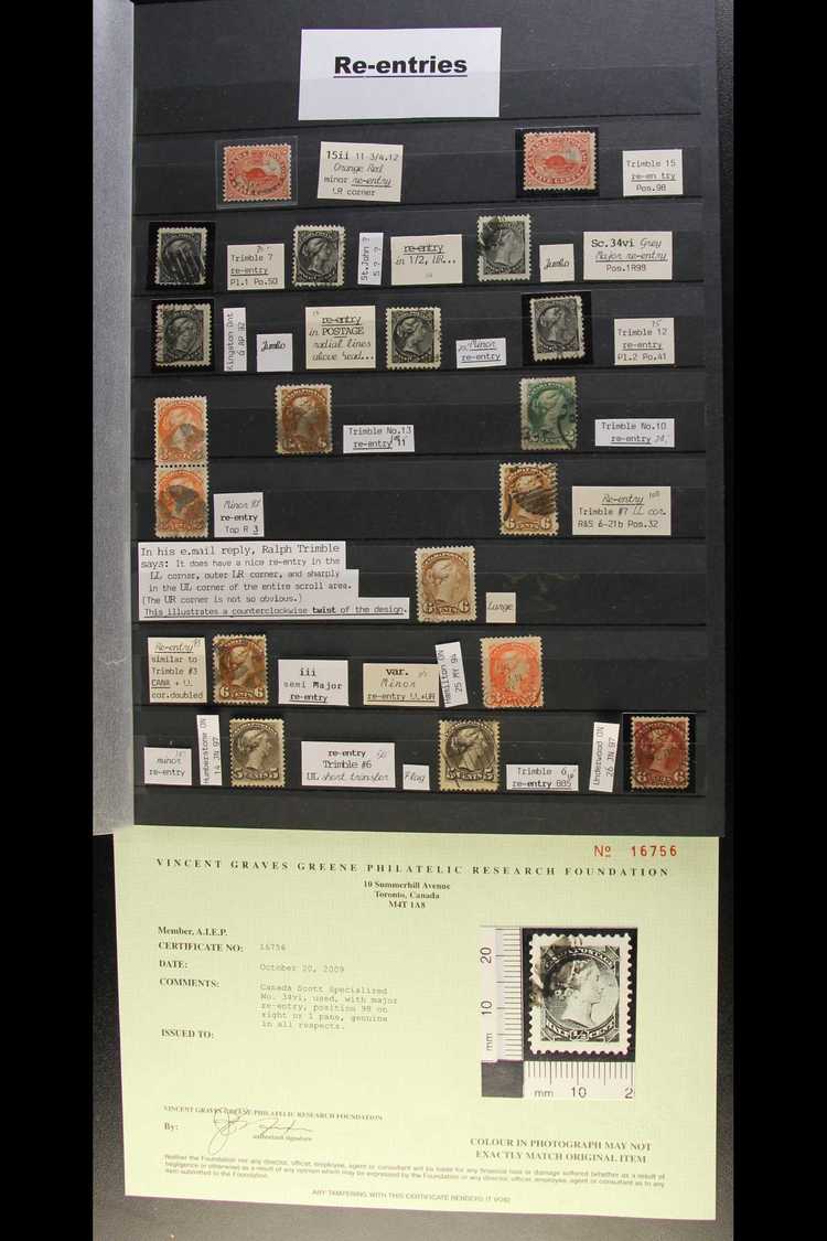 5723 1859 - 1890 RE-ENTRIES. Small Collection Of Used Stamps Each With A Re-entry Identified, Usually With Its Trimble N - Other & Unclassified