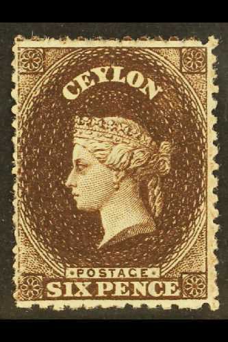 5796 1867-70 6d Deep Brown, Smaller Wmk Crown CC, SG 67, Fine Mint. For More Images, Please Visit Http://www.sandafayre. - Ceylon (...-1947)