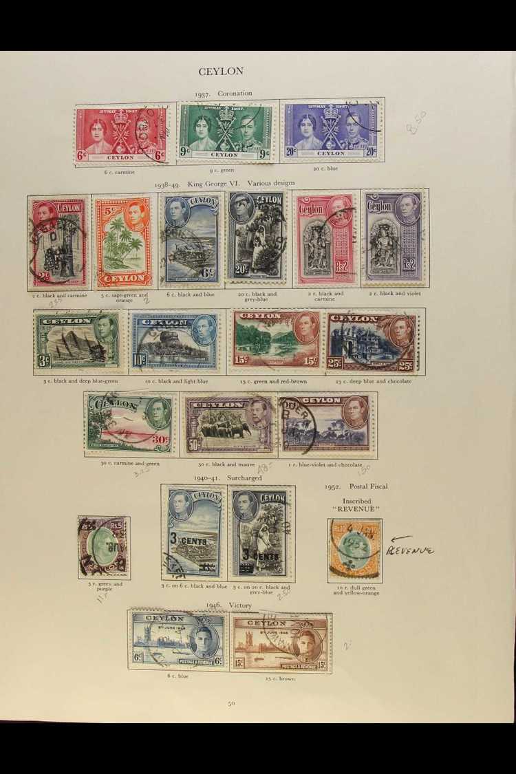 5804 1937-52 COMPLETE USED COLLECTION King George VI Issues Complete Basic Collection On Printed Album Pages, Includes 1 - Ceylon (...-1947)