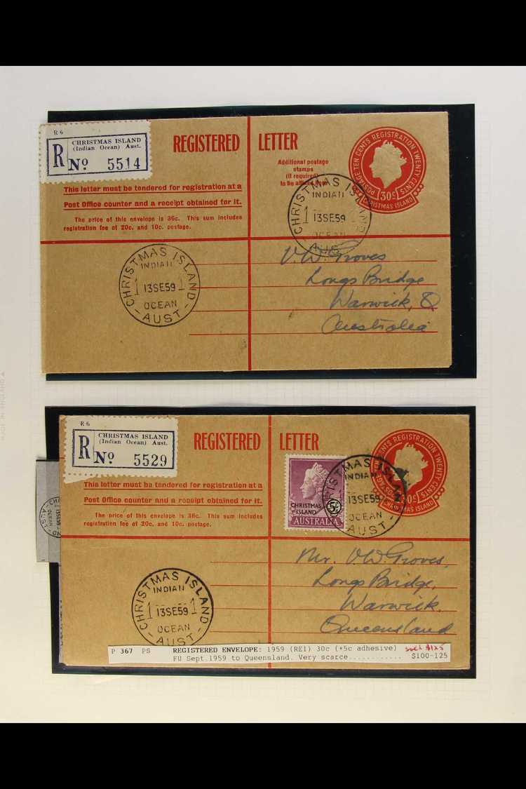 5848 POSTAL STATIONERY COLLECTION REGISTERED ENVELOPES 1959-74 Scarce Collection Of Used And Unused Registered Envelopes - Christmas Island